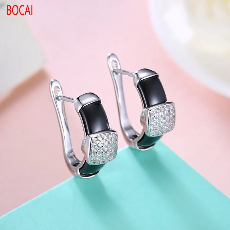S925 Silver Geometric Diamond Earrings for Girls