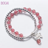 S925 Strawberry Crystal Bracelet Women's Silver Bracelet