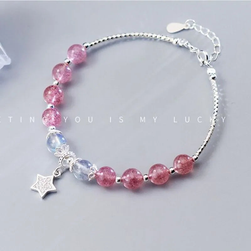 S925 Strawberry Crystal Bracelet Women's Silver Bracelet