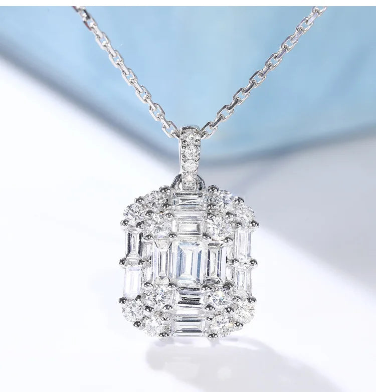 S925 Silver CZ Pendant Necklace Bridal Wedding Jewelry