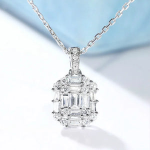 S925 Silver CZ Pendant Necklace Bridal Wedding Jewelry