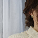 S925 Silver Needle Geometric Hollow Pearl Earrings Zircon Jewelry