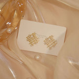 S925 Silver Needle Geometric Hollow Pearl Earrings Zircon Jewelry