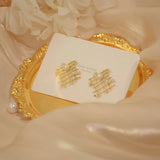 S925 Silver Needle Geometric Hollow Pearl Earrings Zircon Jewelry
