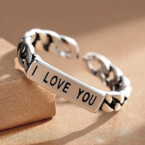 S925 Silver Retro Chain Ring Temperament Circle Sterling Silver Jewelry