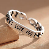 S925 Silver Retro Chain Ring Temperament Circle Sterling Silver Jewelry