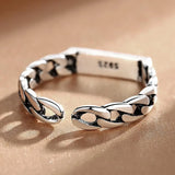 S925 Silver Retro Chain Ring Temperament Circle Sterling Silver Jewelry
