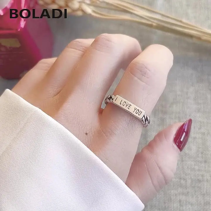 S925 Silver Retro Chain Ring Temperament Circle Sterling Silver Jewelry