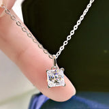 S925 Silver Princess Square Necklace High Carbon Diamond Pendant