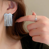 S925 Silver Snake Chain Tassel Earrings for Women Wedding Gift