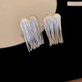 S925 Silver Snake Chain Tassel Earrings for Women Wedding Gift