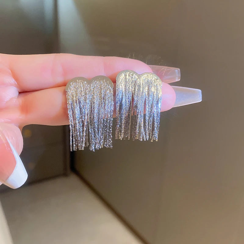 S925 Silver Snake Chain Tassel Earrings for Women Wedding Gift