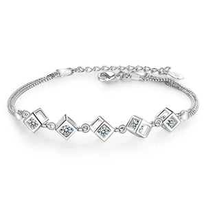 S925 Silver Bracelet with Zircon for Women, High Bangle