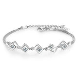S925 Silver Bracelet with Zircon for Women, High Bangle