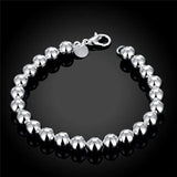Sterling Silver 8" Circular Beaded Chain Bracelet for Women