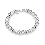 Sterling Silver 8" Circular Beaded Chain Bracelet for Women