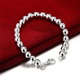 Sterling Silver 8" Circular Beaded Chain Bracelet for Women