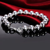 Sterling Silver 8" Circular Beaded Chain Bracelet for Women