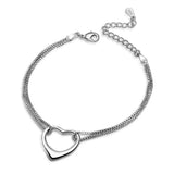 925 Silver 8" Box Chain Heart Bracelet Women's Wedding Party Jewelry