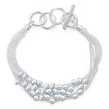 Sterling Silver Pearl Chain Bracelet 8 Inches Women Party Jewelry