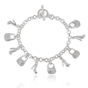 S925 Silver 8-Inch Bag/Stiletto Bracelet for Women Party Gift