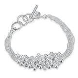 925 Silver 8" 6-line Bead Chain Bracelet Wedding Party Jewelry
