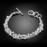 925 Silver 8" 6-line Bead Chain Bracelet Wedding Party Jewelry