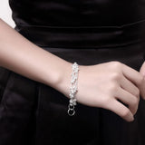 925 Silver 8" 6-line Bead Chain Bracelet Wedding Party Jewelry