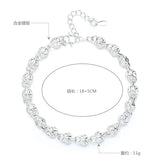 S925 Sterling Silver 8" Hollow Ball Chain Bracelet Women Charm Wedding Gift