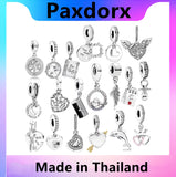 S925 Sparkling Pave Double Circle Pendant Dangle Charm