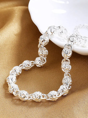 S925 Hollow Ball Chain Bracelet 8 Inches Women Jewelry