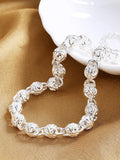 S925 Hollow Ball Chain Bracelet 8 Inches Women Jewelry