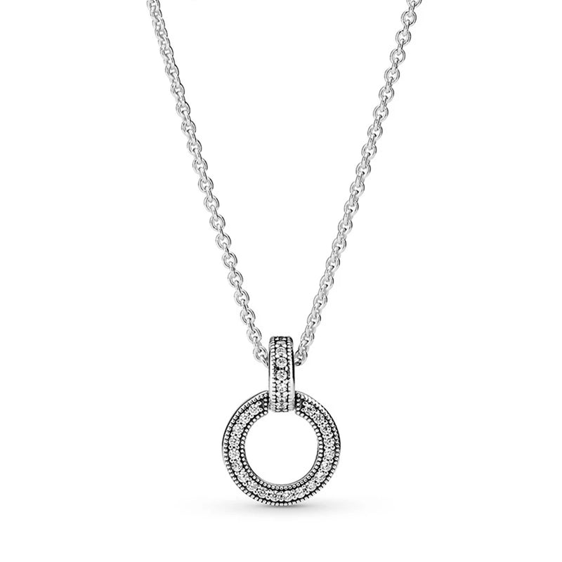 Sterling Silver Circle Necklace Original Pando Charm Pendant Jewelry