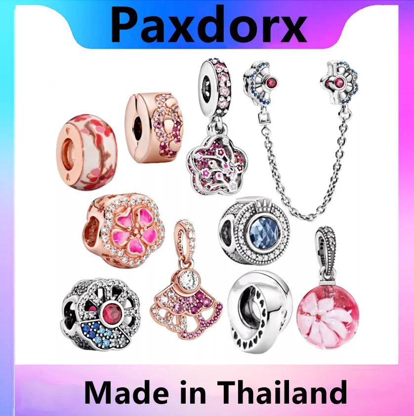 S925 Silver Gem Safety Chain Charm Beads Pando Bracelet Jewelry