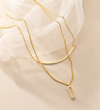 S925 Double Layer Pendant Diamond Geometric Necklace for Women