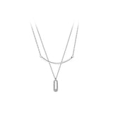S925 Double Layer Pendant Diamond Geometric Necklace for Women
