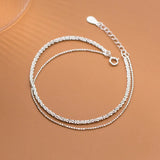 925 Silver Double Layer Gypsophila Bracelet Sparkling Flashing Chain