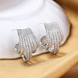 S925 Zircon Stud Earrings, 22MM, Irregular Shape, Women's Charm