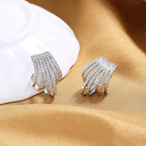 S925 Zircon Stud Earrings, 22MM, Irregular Shape, Women's Charm