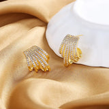 S925 Zircon Stud Earrings, 22MM, Irregular Shape, Women's Charm