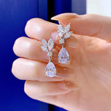 Personalized Flower Zircon Earrings, S925 Sterling Silver