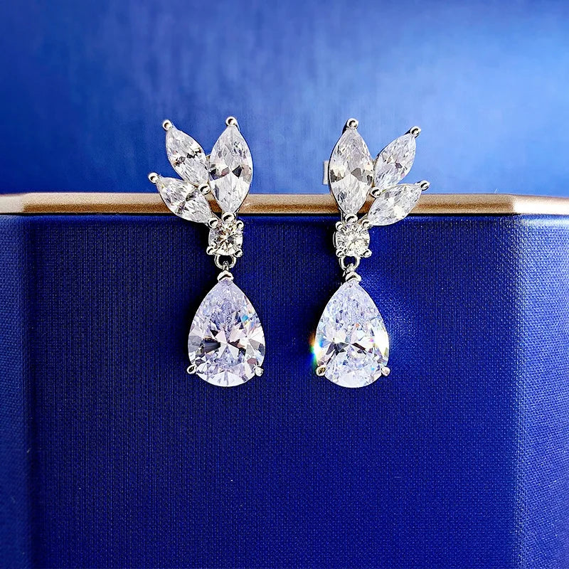 Personalized Flower Zircon Earrings, S925 Sterling Silver