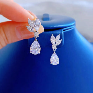 Personalized Flower Zircon Earrings, S925 Sterling Silver