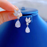 Personalized Flower Zircon Earrings, S925 Sterling Silver