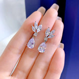Personalized Flower Zircon Earrings, S925 Sterling Silver