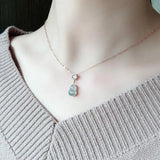 S925 Sterling Silver Ice Waxy Floating Flower Jade Necklace