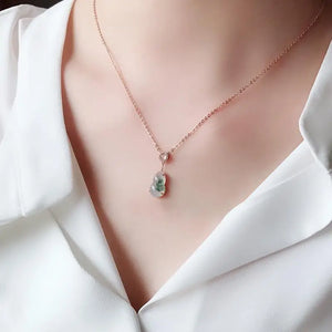 S925 Sterling Silver Ice Waxy Floating Flower Jade Necklace