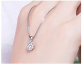 S925 Princess Snowflake Love Heart Pendant Necklace