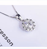S925 Princess Snowflake Love Heart Pendant Necklace