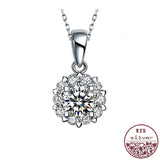 S925 Princess Snowflake Love Heart Pendant Necklace